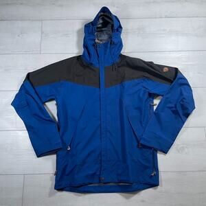 FJALLRAVEN Men's Medium Eco Shell Eco TrailJacket Blue Vented Hood Full Zip Tech